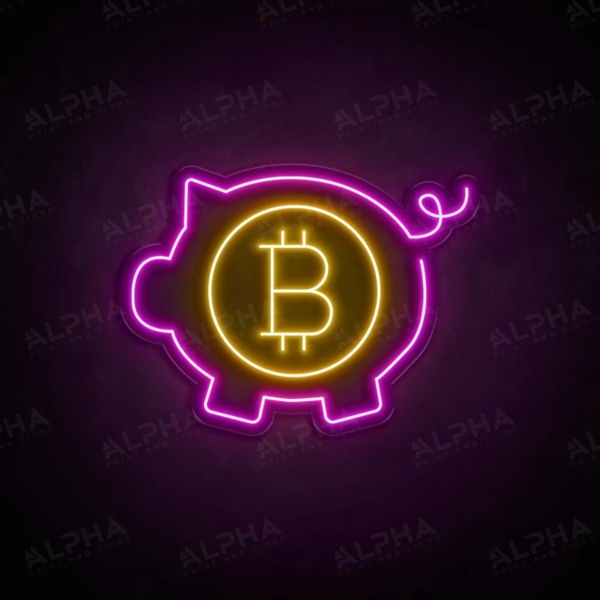 Bitcoin Piggy Bank neon sign