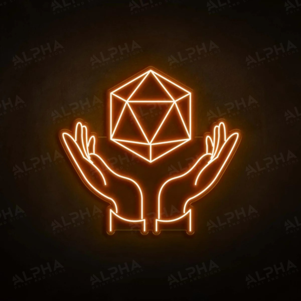 D20 Dice neon sign