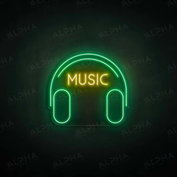 Headphones Music neon sign