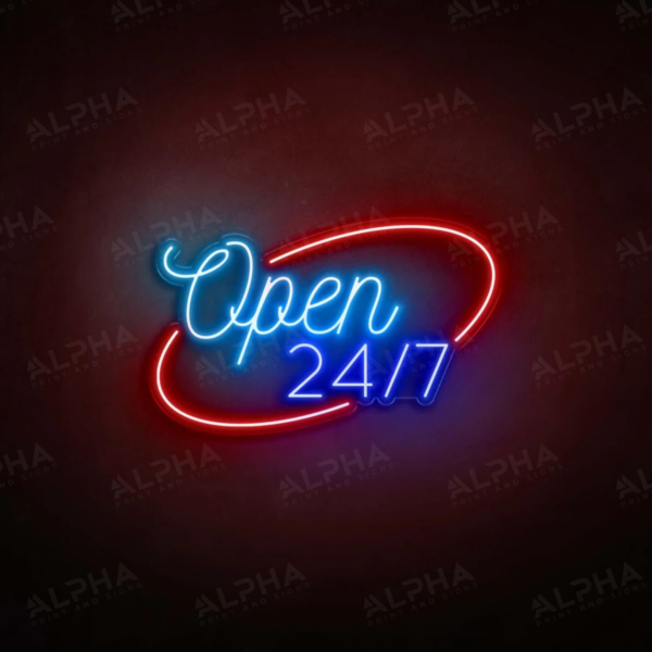 Open 24/7 neon sign V1