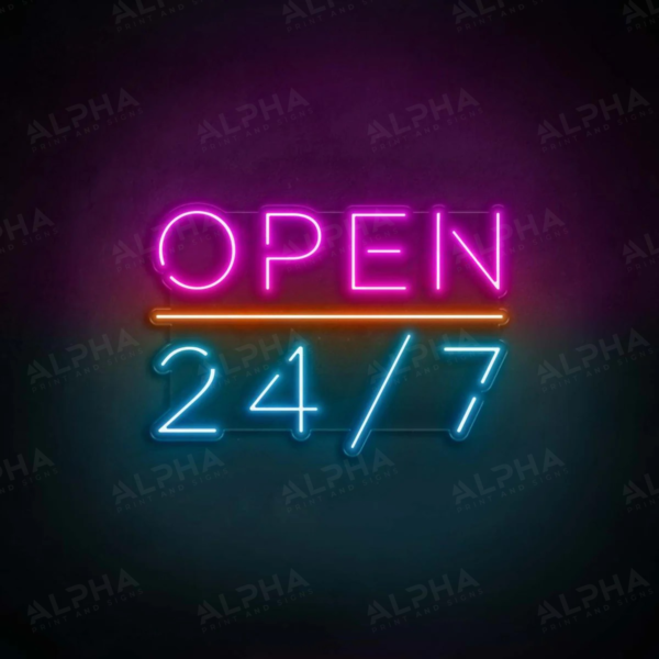 Open 24/7 neon sign V2