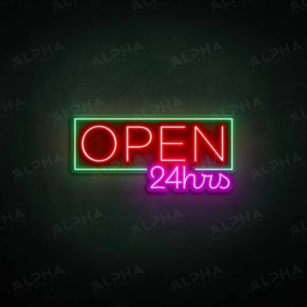 Open 24hrs neon sign V5