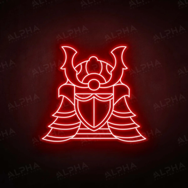 Samurai Helmet neon sign