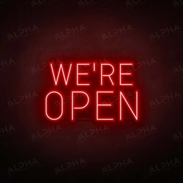 We're Open neon sign V9